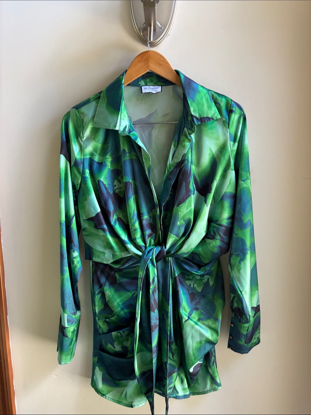 Runaway The Label Ruby Calista Green Tie-Front Mini Dress - Picture 2 of 9